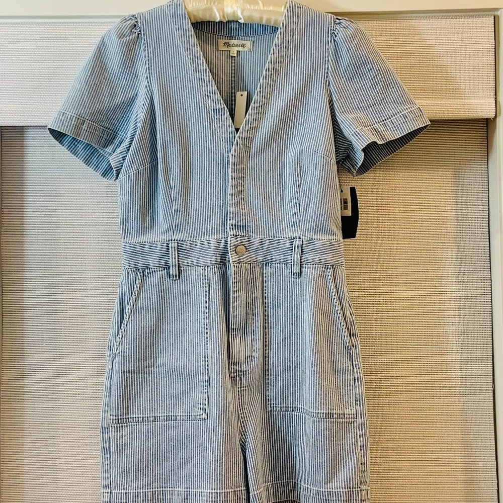 Madewell V-Neck Romper in Piper Stripe SZ M